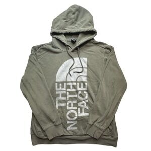 The North Face Hoodie Mens Large Green Logo Pullover Fleece Sweatshirt